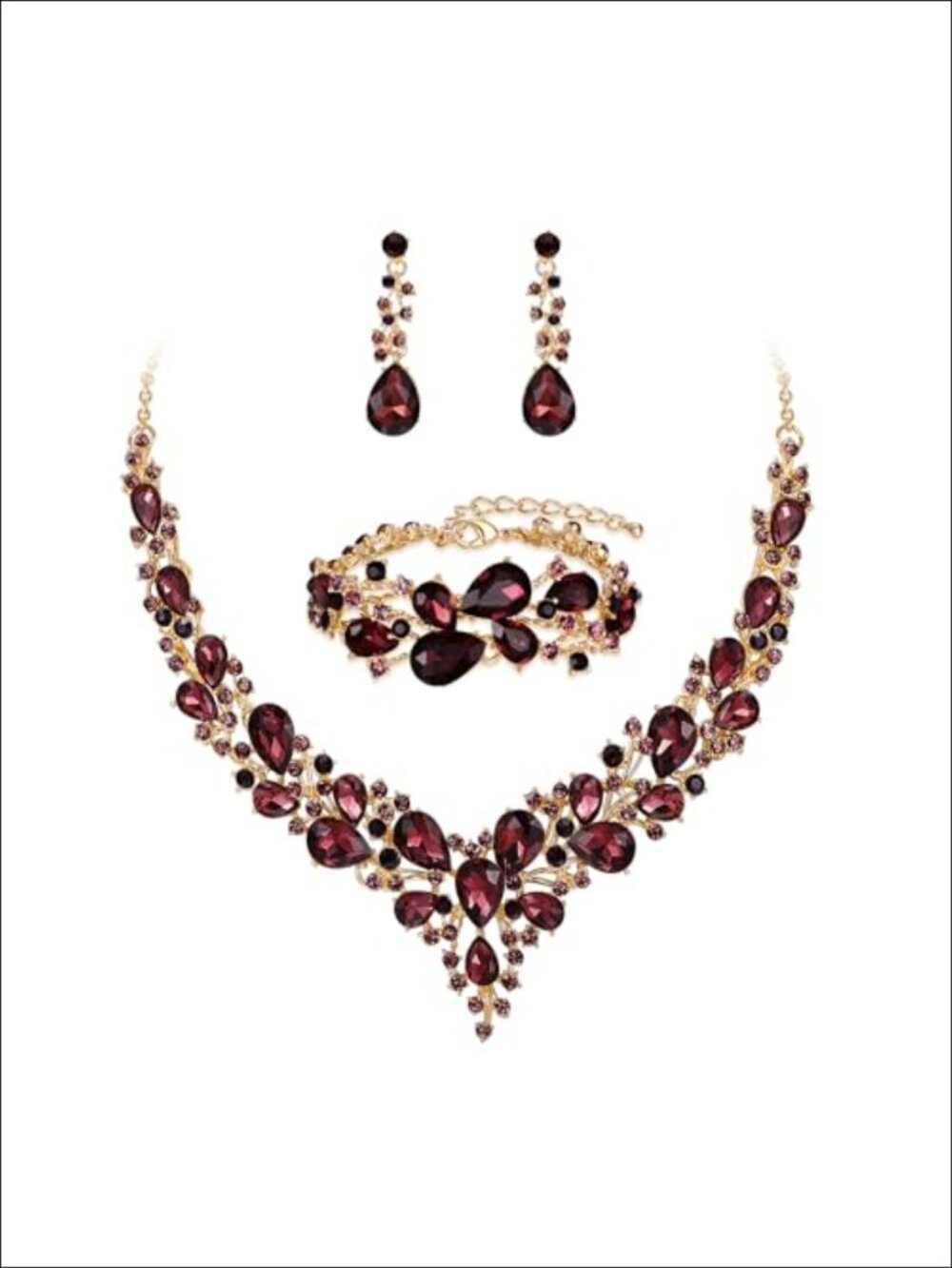 Crystal Wedding Jewelry Set Necklace Earrings Bracelet